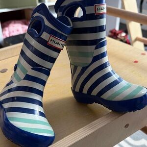 Hunter Toddler Blue and Green Striped Boots